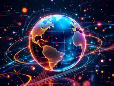 A futuristic globe of the world symbolising AI and future travel growth