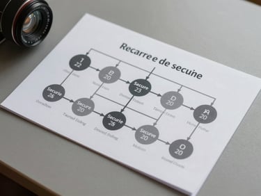 Top-down clean view of a user flow diagram mapping secure transaction states, printed on high-quality paper on a minimal workspace, sharp neutral lighting, precise lines.