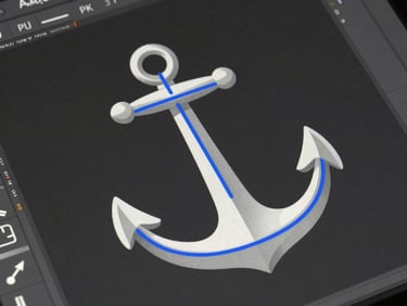 Close-up of vector anchor points and blue path lines in Adobe Illustrator on a dark interface, emphasizing technical precision and clean geometry.