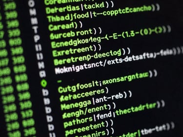 Extreme close-up of a terminal interface displaying automated data scraping scripts, cool crisp green and white characters on a black screen, high contrast, sharp shadows.