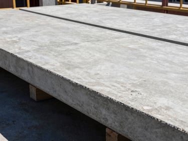 Sharp architectural shot of a newly cast concrete slab on a Cape Town building site, clean edges, natural daylight