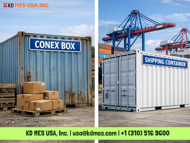 conex box vs shipping container comparison, used storage container vs new shipping container at port