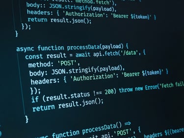 Macro close-up of a high-resolution terminal running clean code, cool cyan lighting, sharp focus, dark-mode technical photography