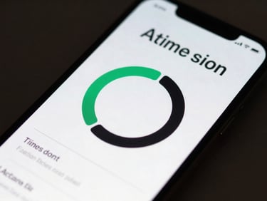 Close-up landscape shot of an Android device displaying a sleek fitness app with smooth circular progress animations and high-contrast typography.