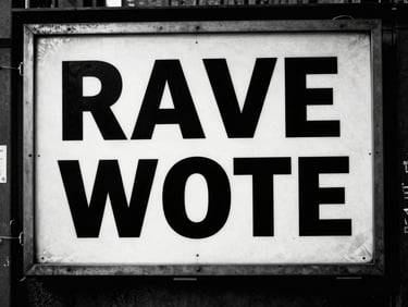 Raw campaign still of a vandalized-style billboard in an urban alley, hard direct flash, stark black and white, deep shadows, 35mm film grain