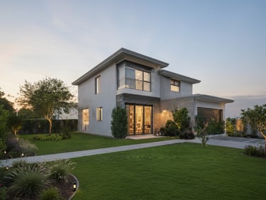 Contemporary single-family home with a large garden.