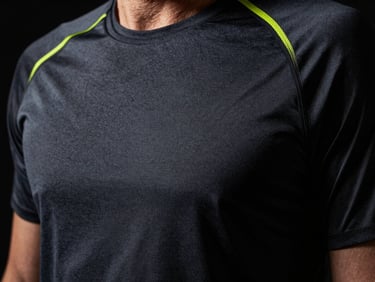 Dynamic close-up of premium sportswear texture under high-contrast dramatic studio lighting, deep charcoal tones with sharp electric lime highlights, 35mm lens