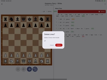 delete a line form an opening tree