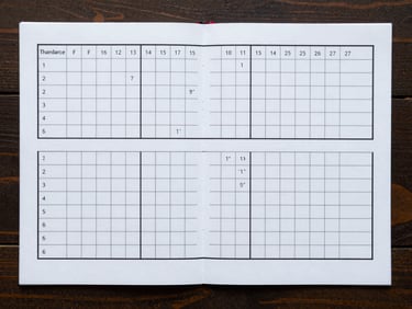 Overhead flat-lay: printed grid specification sheet for a children's book series — baseline grid lines, column margin annotations, and gutter measurements labeled in crisp black on white, studio overhead light, no shadows