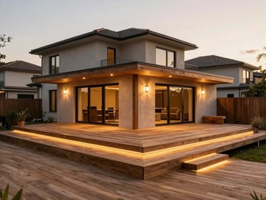 House with designed porch. Stairs with light. Apex NC