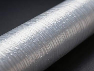 Macro texture of transparent LLDPE stretch film under sharp studio lighting, highlighting polymer density.