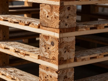 Extreme close-up of dense Chaco native wood grain, showing the heavy structural joints of an industrial pallet, raw high-contrast lighting