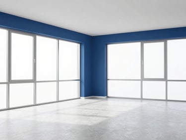 Bright empty luxury apartment living room with large clean windows, minimalist design, natural light, 35mm lens.