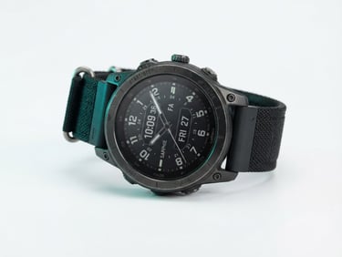 Crisp studio shot of a high-end, field-tested tactical watch on a clean white background, subtle teal accent lighting, sharp focus, modern editorial style.
