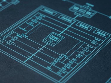 A clean, high-utility technical blueprint schematic of a database architecture, crisp clinical teal lines on a deep slate background, showing structured tables and secure data flows, bright even lighting, macro crop.