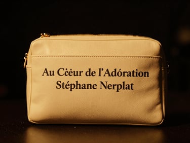 Pochette d'album 'Au Cœur de l'Adoration', Stéphane Nerplat jouant sur scène, lumières dorées, fond sombre