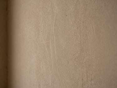 Detail of Roman Clay wall texture in warm taupe, with subtle trowel marks and soft natural light, macro perspective.