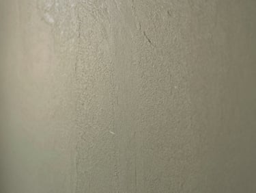 Close-up of a decorative wall finish with subtle mineral texture in dusty sage, light catching fine details, artistic composition.