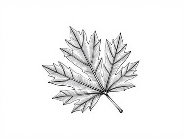 Elegant ink line art illustration of a delicate botanical leaf, clean white background, delicate black lines, minimalist, timeless