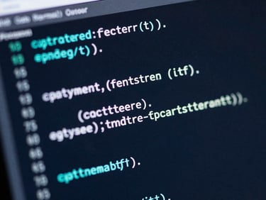 Macro close-up of a dark terminal screen displaying clean Python code execution, sharp cyan accents, low-key ambient lighting