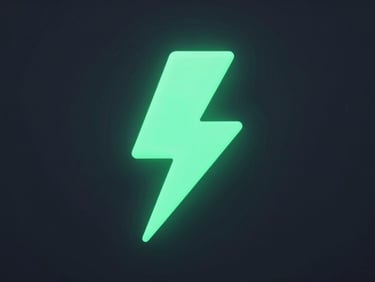 Macro digital rendering of a glowing green lightning bolt symbol representing instant redirection
