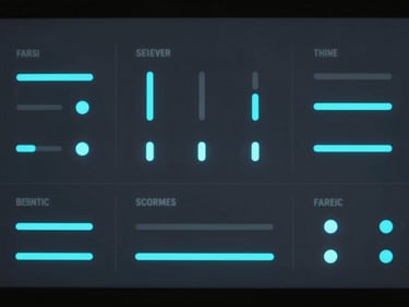 Flat-lay photography of a minimalist server monitoring interface, glowing status nodes, cool diffused studio light