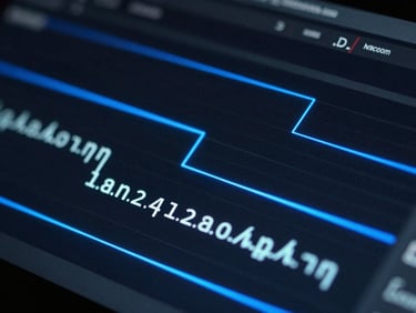 Macro crop of vector paths and keyframe graphs in a dark software UI, neon blue edge lighting, technical precision.