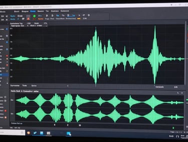 Audio waveform visualizer synced with sharp geometric keyframes in a technical software timeline