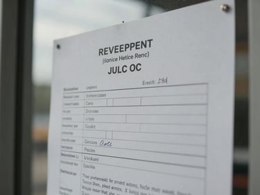 Close-up of a physical permit document posted on a job-site wall, handwritten inspection dates visible, overcast daylight coming through a site window, no posed subjects, authentic worn paper