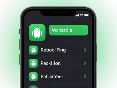 Straight-on view of an Android device showing a clipboard manager app interface, dark mode UI with vibrant green accents, crisp typography.