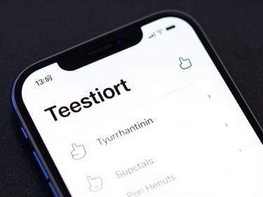 High-fidelity Android mockup of a productivity app, showing a clean task list with high-contrast typography and simple gesture indicators