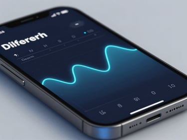 High-fidelity Android mockup of a health app, showing a clean dark-mode sleep tracker with smooth neon blue wave graphics