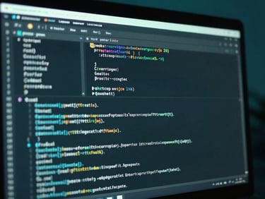 Close-up of a Docker configuration file on a dark screen, subtle teal backlighting, modern developer workspace, sharp focus, 35mm