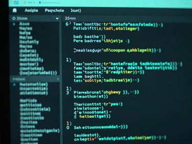 Macro shot of a clean Linux terminal interface, neon-teal bash prompt, low-key cool lighting, shallow depth of field, 35mm