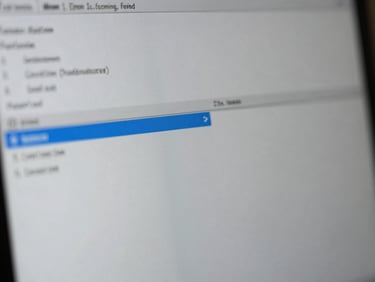 Close-up of a clean computer screen showing terminal lines, high clarity, cool slate gray tones