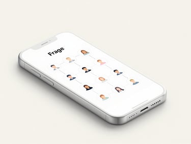 Mobile application user flow, wireframe on screen, clean isometric angle, bright studio light