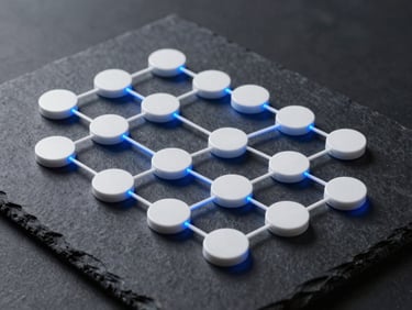 Crisp vector diagram of a multi-source data pipeline, clean white nodes branching into structured paths with sharp electric-blue highlights, cool studio lighting on dark slate canvas