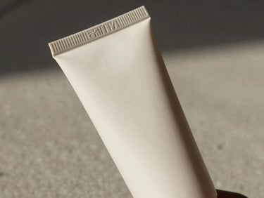 A landscape close-up photograph highlighting the tactile paper texture and seamless lid of a modern scatter tube, soft indirect side-lighting, neutral stone background.