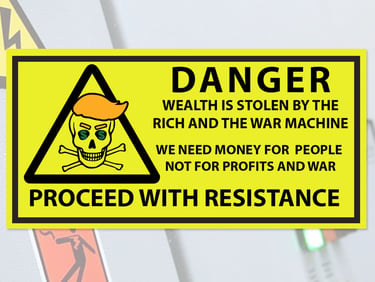 danger symbol with trump hair on skull and bones poison symbol