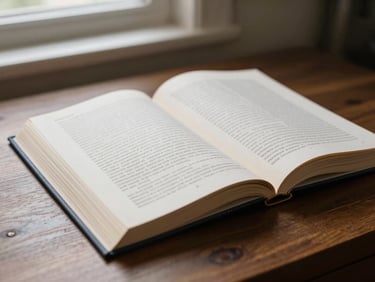 An open scholarly journal lying on a dark oak desk, soft morning light from a side window illuminating the printed text, shallow depth of field.