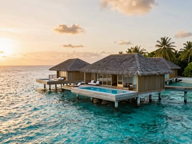 Remote luxury villa perched on a cliffside at dusk, warm interior lighting casting a soft glow, 35mm