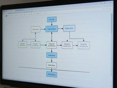Close-up of a database schema diagram displayed on a monitor screen, precise grid lines and entity relationships visible, blue-grey studio lighting, no people, technical and clean
