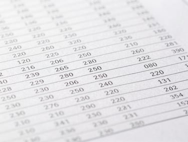 Crisp financial documents with neat columns of numbers, high-contrast studio lighting, sharp focus on clean printed text.