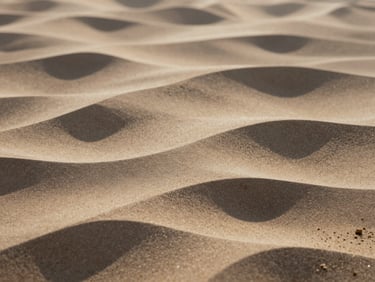 Abstract organic shapes showing overlapping digital waves and soft shadows on a textured sand wall, warm lighting, shallow depth of field