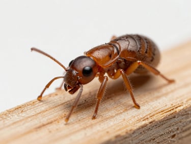 Macro photograph of termites inside wood grain, highly detailed, clean studio lighting