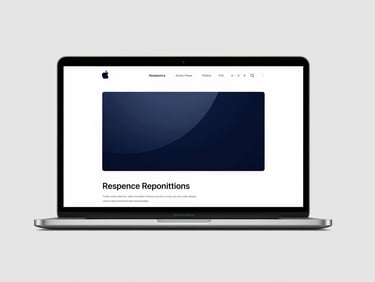 Sleek responsive website mockup on Apple hardware, clean studio lighting, soft gray background
