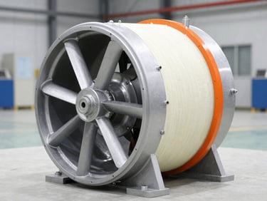 Industrial fiberglass centrifugal fan, corrosion-resistant FRP casing, clean factory background, sharp focus