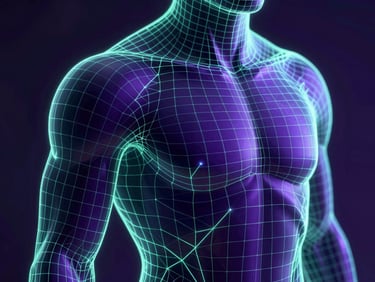 Extreme close-up of an optimized 3D asset mesh with clean polygon wireframes, neon green rim lighting, dark studio background, ultra-detailed 8k render
