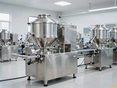 Industrial stainless steel spice pulverizer and nitrogen packaging machine line in a bright modern facility