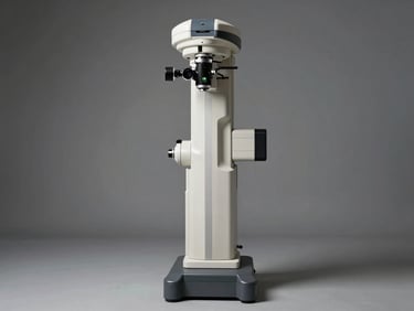 Straight-on studio shot of a large floor-standing radiology imaging machine, neutral gray background, even diffused studio lighting, full machine visible, no text or signage